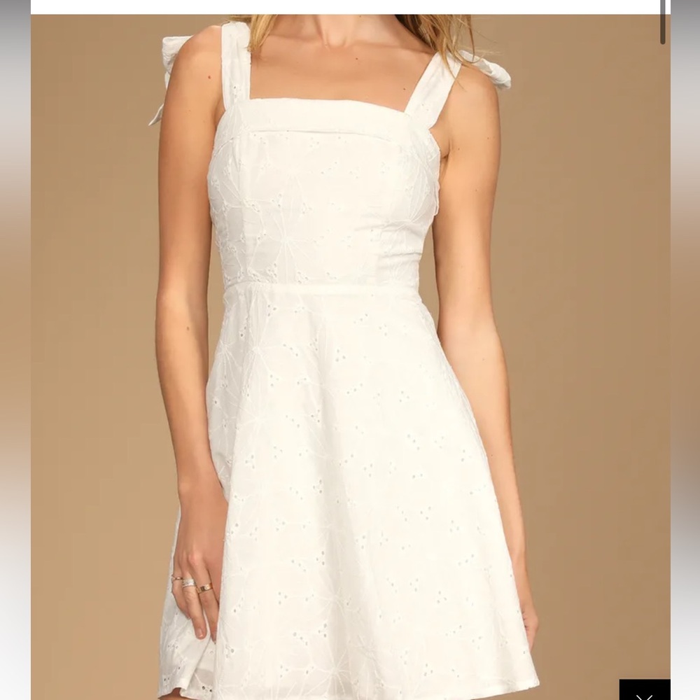 Sneak a Kiss White Floral Embroidered Tie-Strap Mini Dress - Lulus - bridal